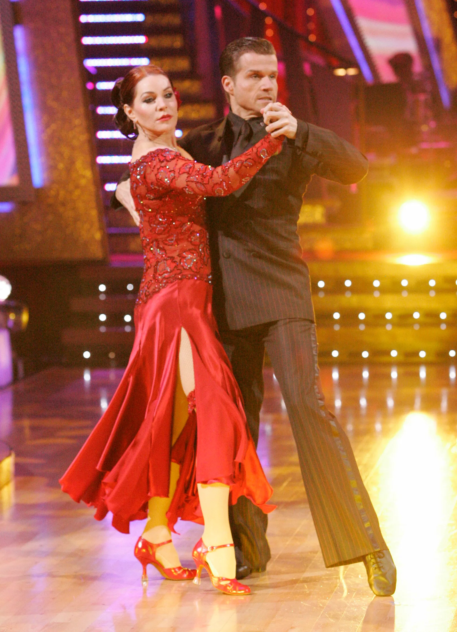 Priscilla Presley and Louis van Amstel during week 3 of season six of "Dancing with the Stars" on March 31, 2008