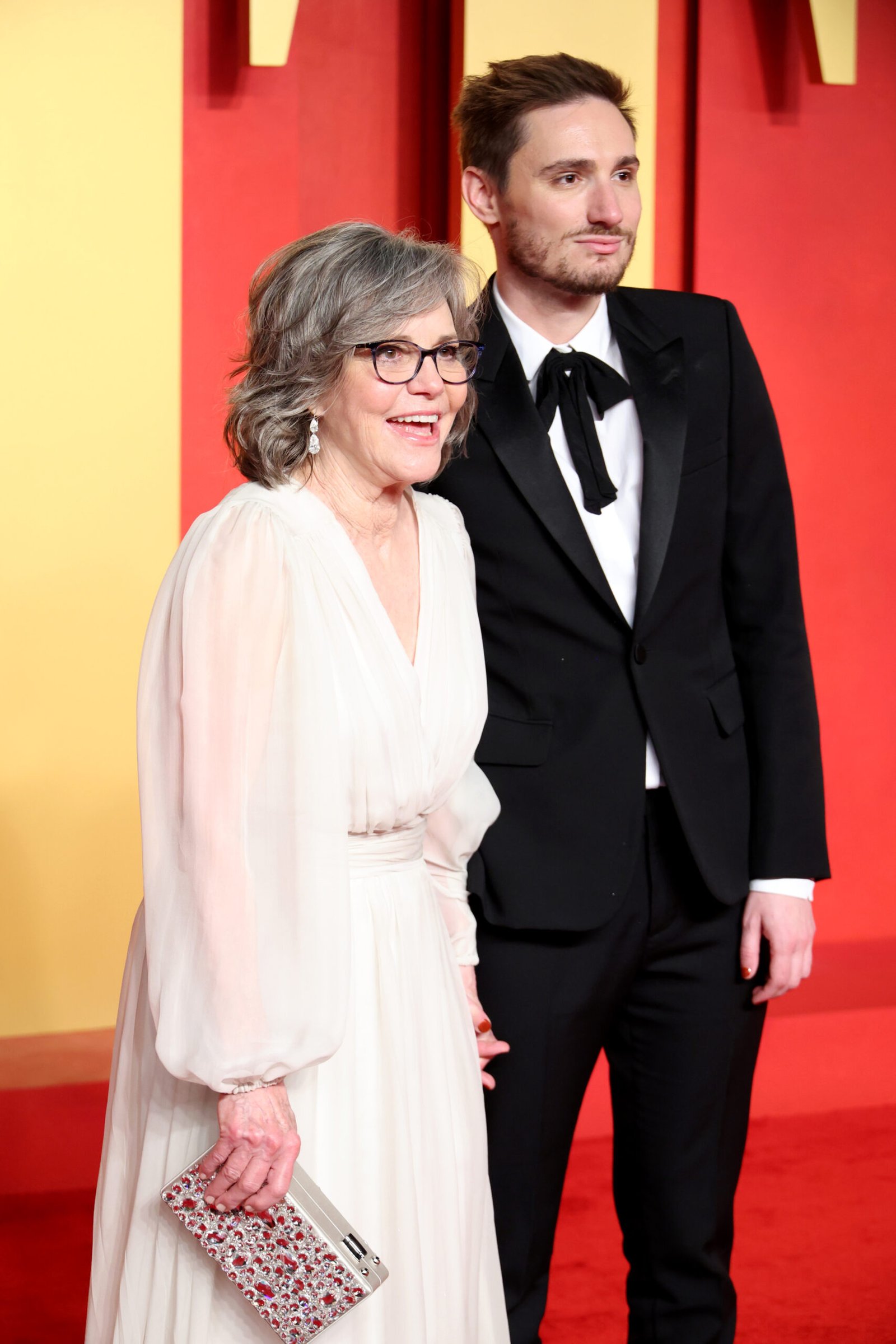 Sally Field and Samuel Greisman attend the 2024 Vanity Fair Oscar party at Wallis Annenberg Center for the Performing Arts on March 10, 2024 in Beverly Hills, California.