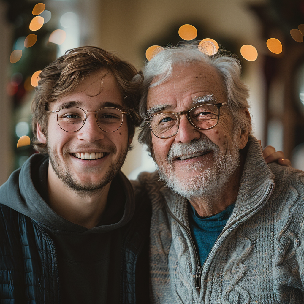 A man with his grandson during Christmas