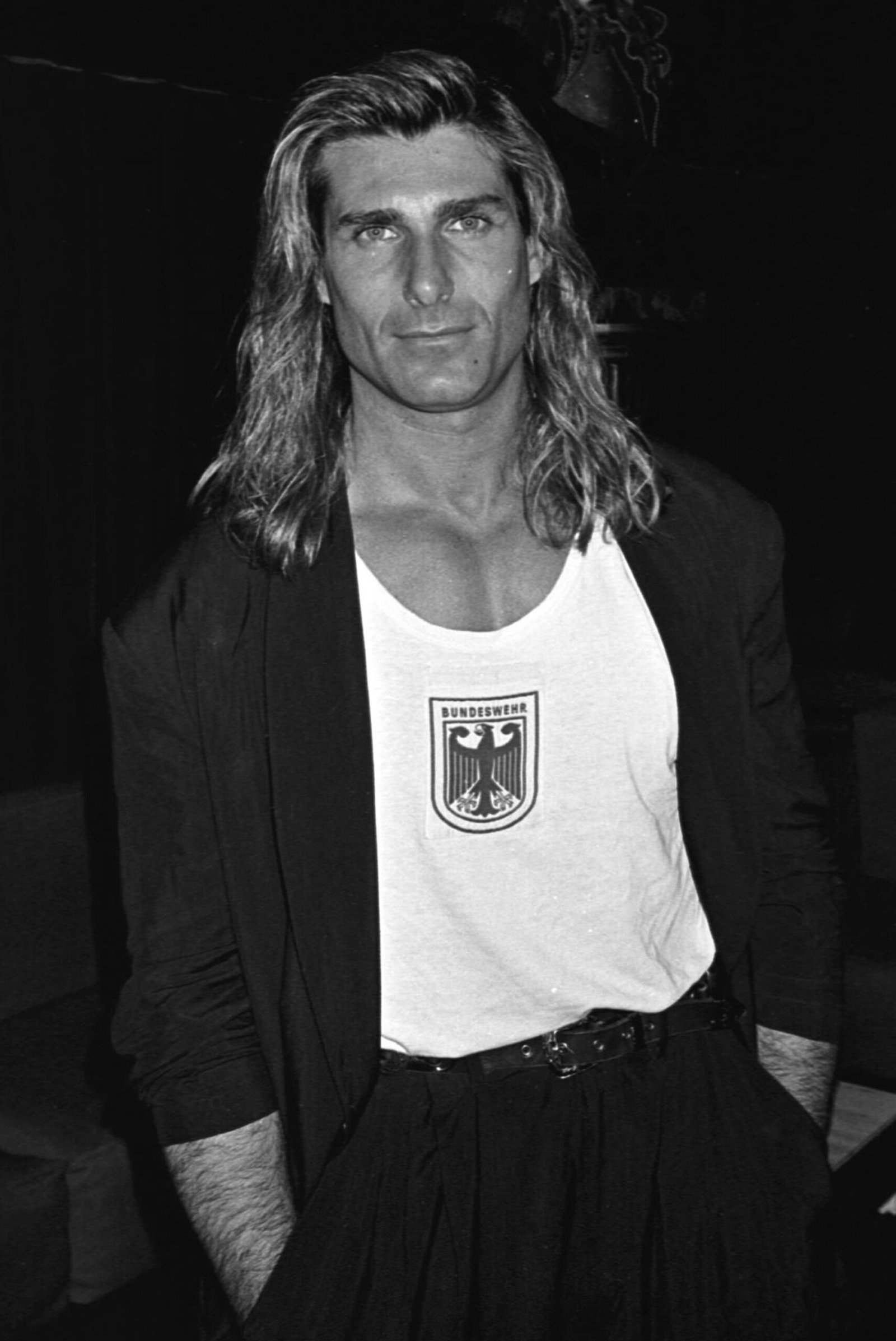 Discovered at just 14 years old, the iconic romance book cover star quickly became one of the most recognizable faces in the modeling world. In this photo, he posed at The Roxy in New York City, New York, in 1990.