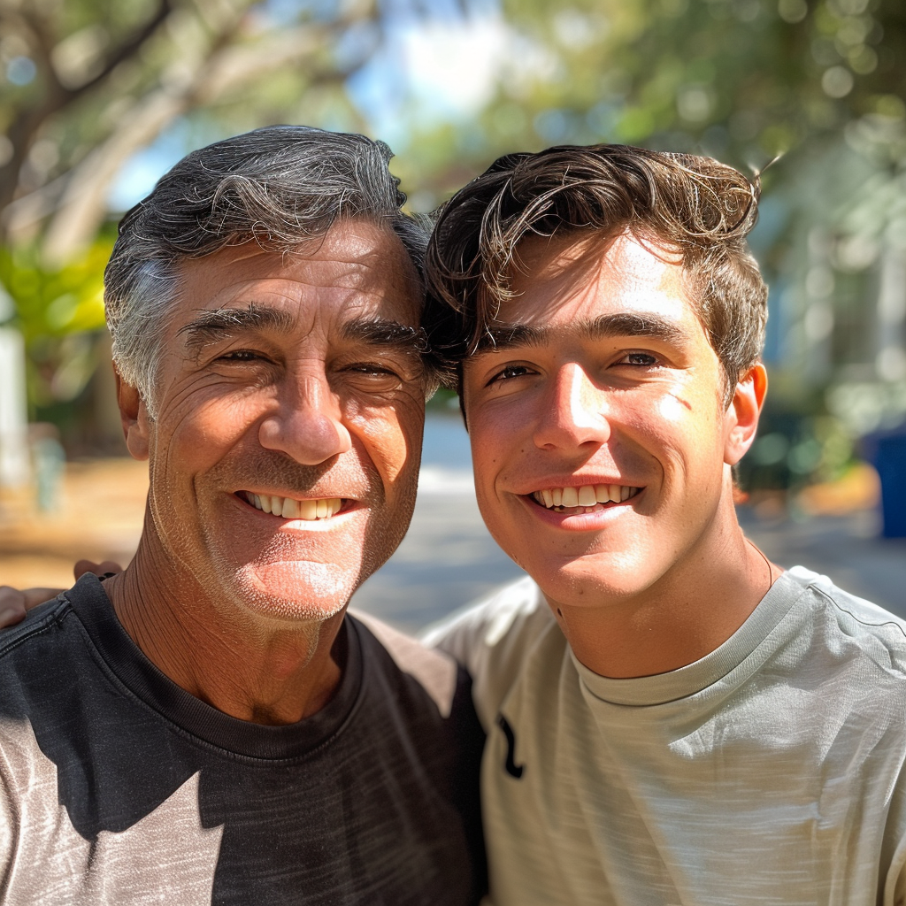 A man with his young grandson