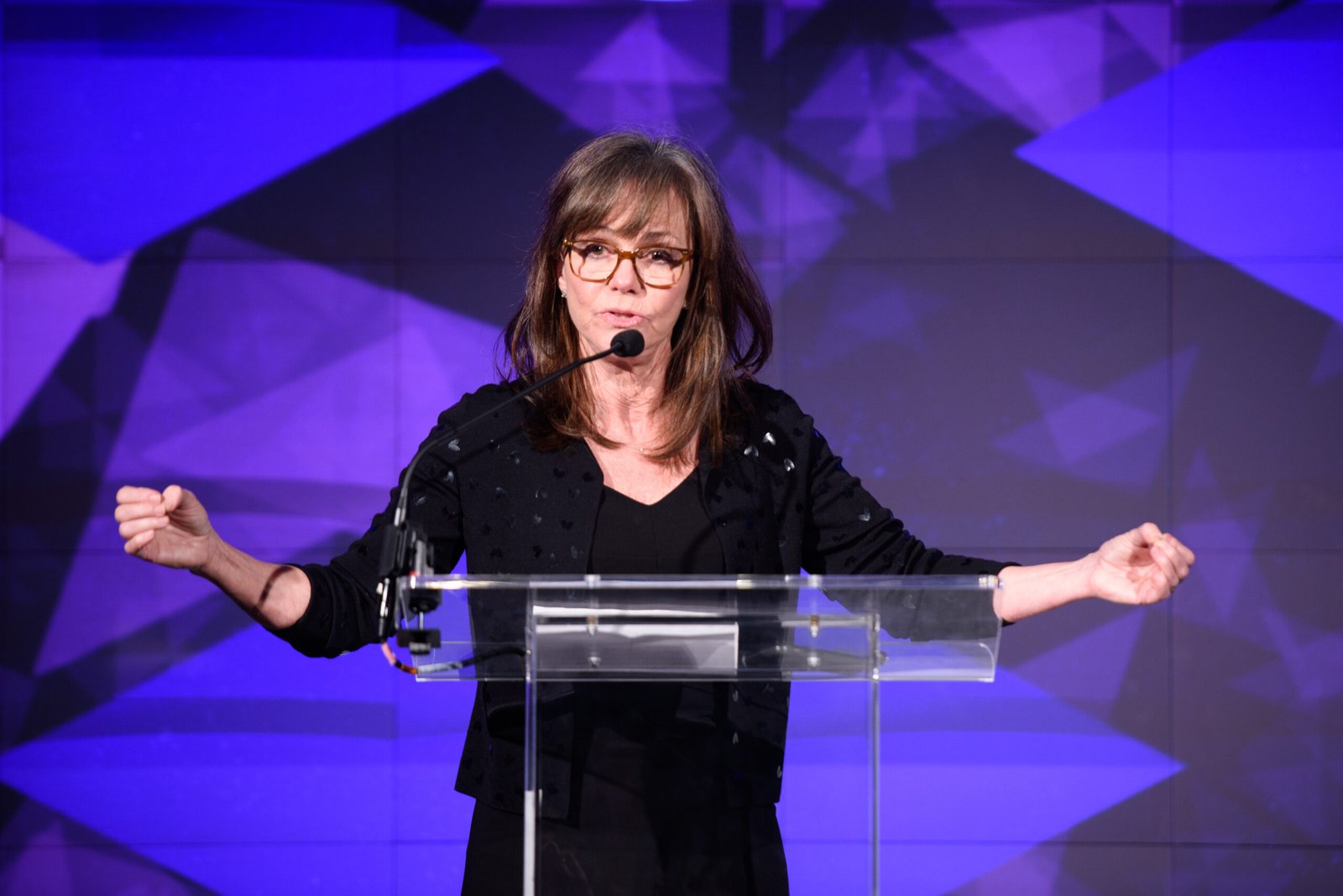 Sally Field speaks at the Voices of Solidarity 2016 at IAC HQ on December 5, 2016 in New York City.